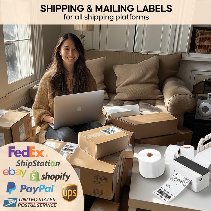 Arkscan 4 Rolls of SL450 4x6 Shipping Label (450 Pages per roll) Support Arkscan Label Printers, Compatible w/Zebra LP2844, Zp-450, Zp-500, Zp-505 and Other Brands, It's Designed for Direct Thermal, White. - Image 4